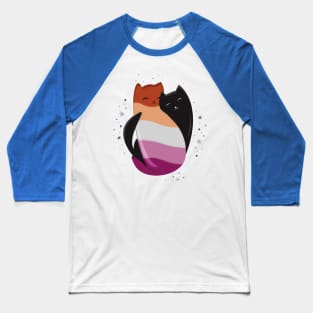 Lesbian Cat LGBT Gay Pride Flag Baseball T-Shirt